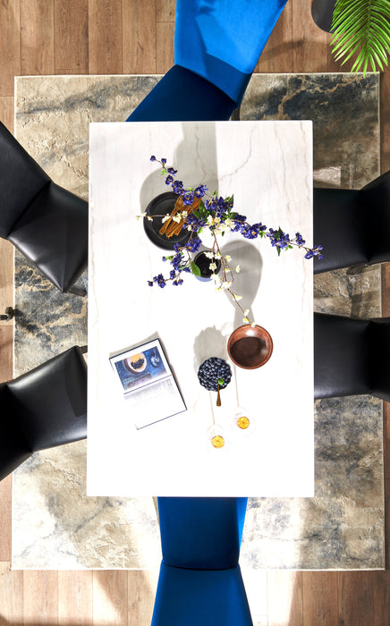 Table de salle à manger Cami de 70 po (L) avec dessus en marbre véritable - blanche