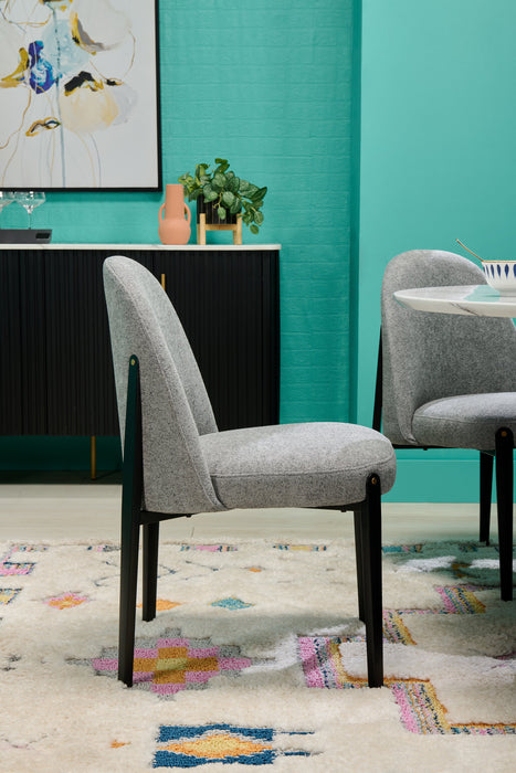 Chaise de salle à manger Capri de Kort & Co. en tissu d’apparence lin et en métal - grise