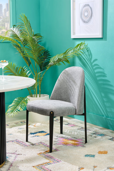 Chaise de salle à manger Capri de Kort & Co. en tissu d’apparence lin et en métal - grise