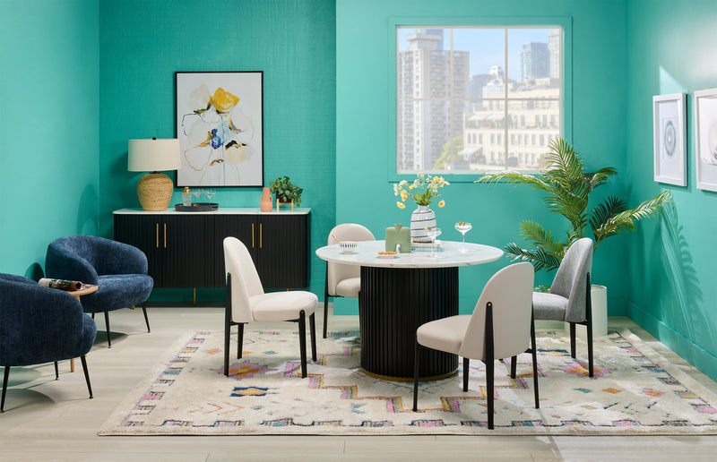 Chaise de salle à manger Capri de Kort & Co. en tissu de cuir végétalien et en métal - taupe