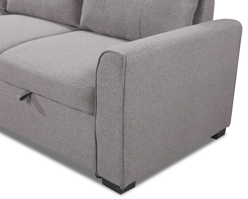 Sofa-lit sectionnel de gauche Carter 2 pièces en tissu d’apparence lin avec fauteuil long de rangement - gris Solis