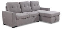  Sofa-lit sectionnel de droite Carter 2 pièces en tissu d’apparence lin avec fauteuil long de rangement - gris Solis