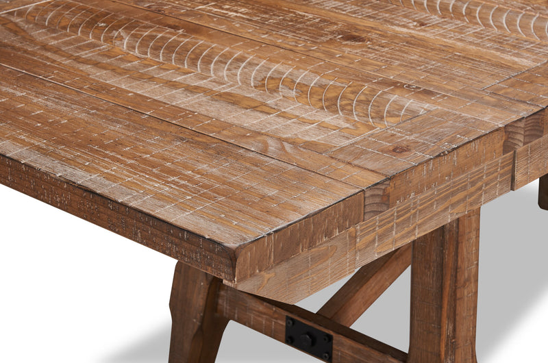 Table de salle à manger Cedar de 72,07 po (L) en pin avec base à tréteaux - brune