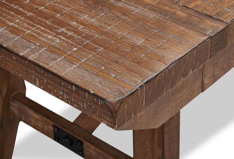 Table de salle à manger Cedar de 72,07 po (L) en pin avec base à tréteaux - brune