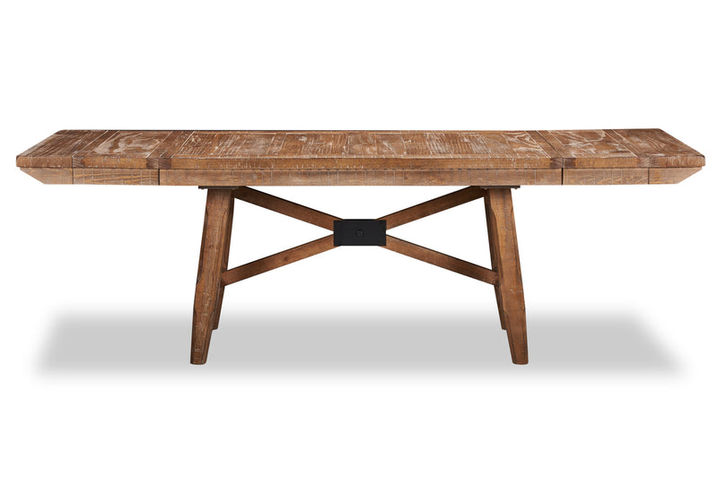 Table de salle à manger Cedar de 72,07 po (L) en pin avec base à tréteaux - brune