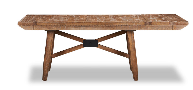 Table de salle à manger Cedar de 72,07 po (L) en pin avec base à tréteaux - brune