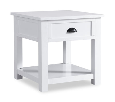 Centennial 24" Modern End Table with Storage and Shelf - White | Table de bout moderne Centennial de 24 po avec rangement et tablette - blanche