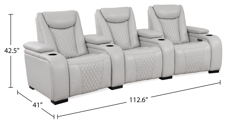 Sièges à inclinaison électrique de cinéma maison Cinema de 112,6 po en tissu d’apparence cuir avec 3 sièges - gris brume cosmique