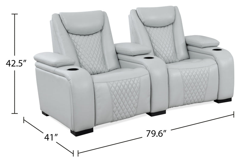 Sièges à inclinaison électrique de cinéma maison Cinema de 79,6 po en tissu d’apparence cuir avec 2 sièges - gris brume cosmique