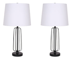 Ensemble 2 lampes de table Clare de Kort & Co. de 27 po noir mat avec recharge USB