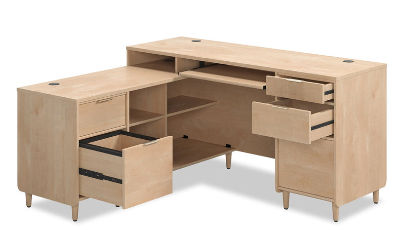 Bureau en forme de L Clifford Place de 59,06 po de qualité commerciale - érable naturel