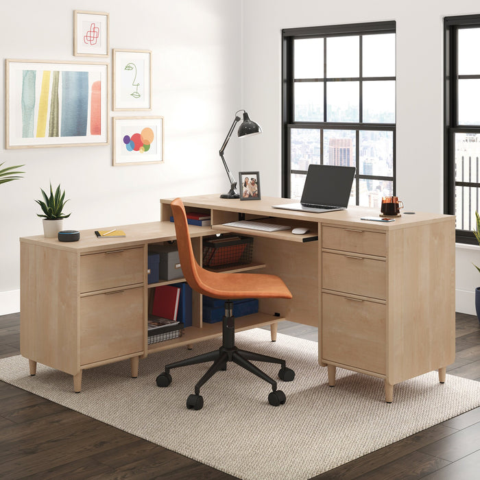 Bureau en forme de L Clifford Place de 59,06 po de qualité commerciale - érable naturel