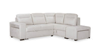  Sofa-lit sectionnel de droite Coast 3 pièces en tissu avec rangement et pouf - blanc ivoire