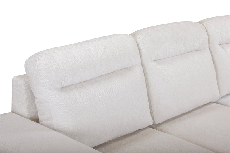 Sofa-lit sectionnel de droite Coast 3 pièces en tissu avec rangement et pouf - blanc ivoire