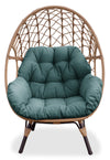 Fauteuil en forme d’œuf Coco de Kort & Co. pour la terrasse à l’extérieur - osier en résine tressé à la main, résistant aux rayons UV et aux intempéries - naturel et vert