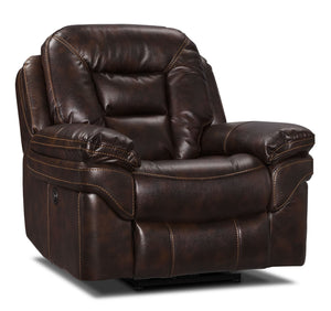 Fauteuil à inclinaison électrique Leo de 41 po en tissu d’apparence cuir - brun noyer