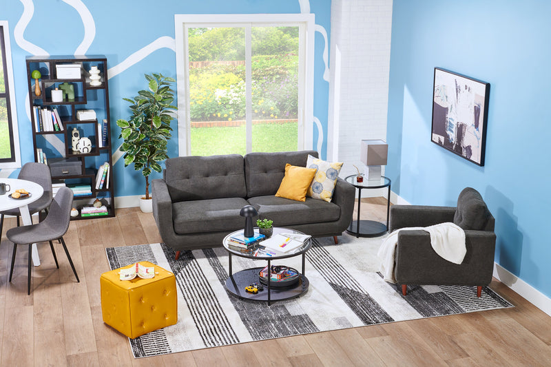 Fauteuil Cosmo de 34 po en tissu avec coussin de dossier capitonné - anthracite