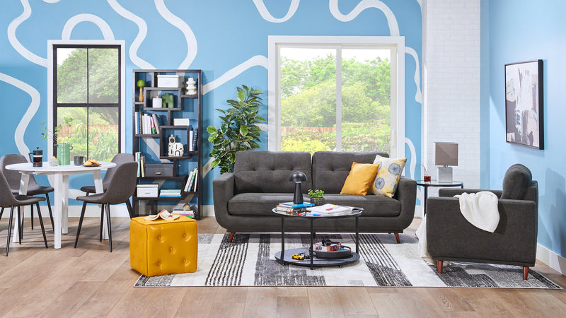 Fauteuil Cosmo de 34 po en tissu avec coussin de dossier capitonné - anthracite