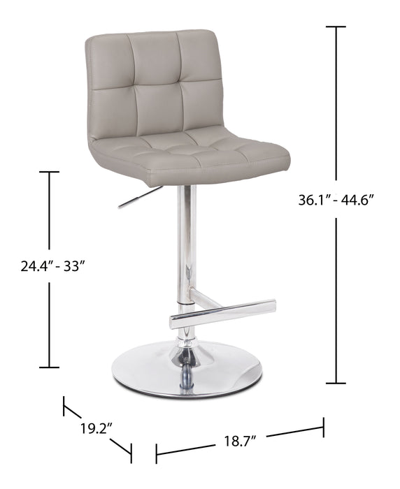 Tabouret 24-33 po H bar Cruz en tissu de cuir végétalien et en métal avec siège pivotant et réglable - taupe