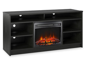 Meuble pour téléviseur Hendrix d’Ameriwood Home de 55 po avec foyer électrique et tablettes - chêne noir