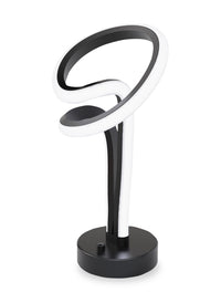  Lampe de table à DEL de 11 po noir mat et or rose à conception de boucle