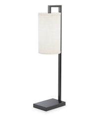 Lampe de table noire de 25 po à armature rectangulaire avec abat-jour cylindrique