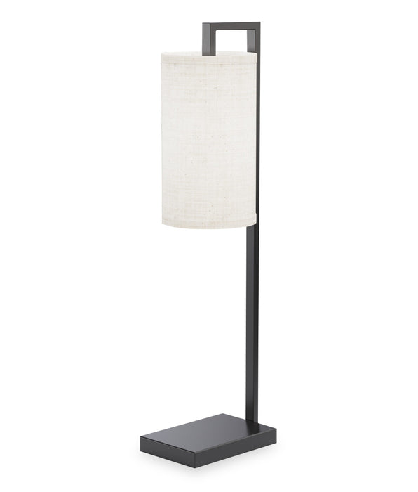 Lampe de table noire de 25 po à armature rectangulaire avec abat-jour cylindrique 
