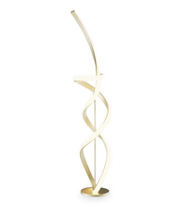 Lampe à pied à DEL de 59 po dorée avec motif torsadé