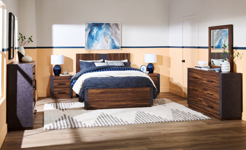 Table de nuit Dante de Scott Living de 24 po (L) x 24,3 po (H) à 2 tiroirs - brune