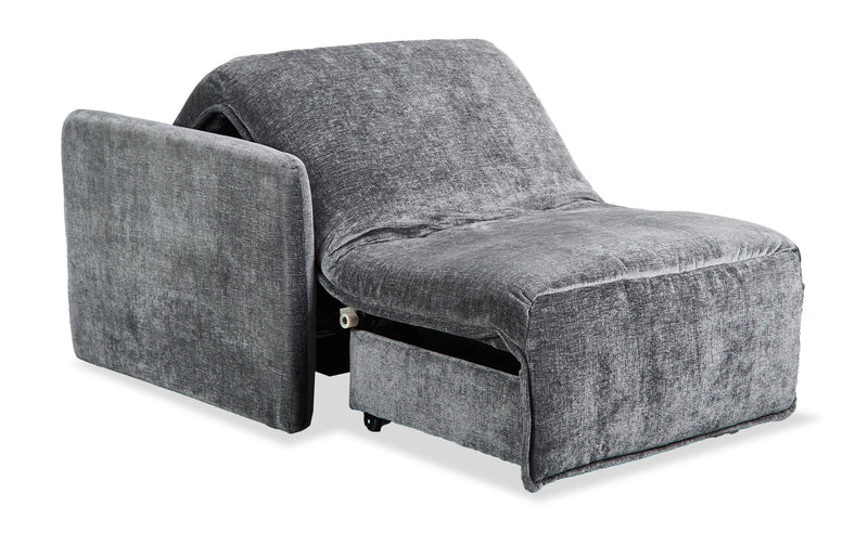 Fauteuil-lit Dawn de 42 po en tissu de chenille - gris