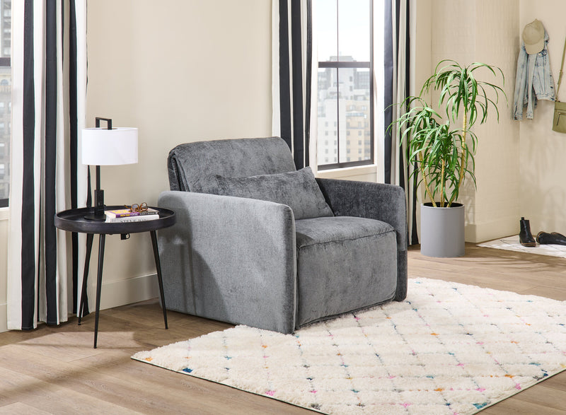 Fauteuil-lit Dawn de 42 po en tissu de chenille - gris