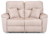 Causeuse à inclinaison électrique Dawson de 64 po fabriquée au Canada en tissu avec port USB et coussins décoratifs - beige