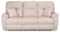  Sofa à inclinaison électrique Dawson de 87 po fabriqué au Canada en tissu avec port USB et coussins décoratifs - beige