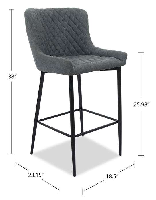 Tabouret 26 po Demi de hauteur comptoir en tissu d’apparence velours et en métal - gris