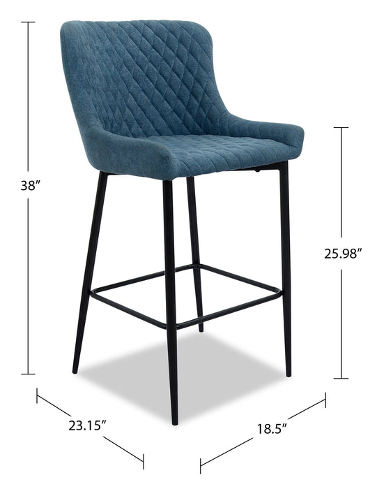 Tabouret 26 po Demi de hauteur comptoir en tissu d’apparence velours et en métal - bleu marine