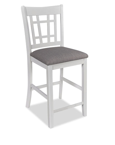 Dena Counter-Height Dining Chair with Linen-Look Fabric - Dove Grey | Chaise de salle à manger Dena de hauteur comptoir en tissu d’apparence lin - gris tourterelle