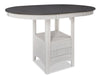 Table de salle à manger ronde Dena de 42 po à 60 po (L) de hauteur comptoir et avec rallonge - gris tourterelle
