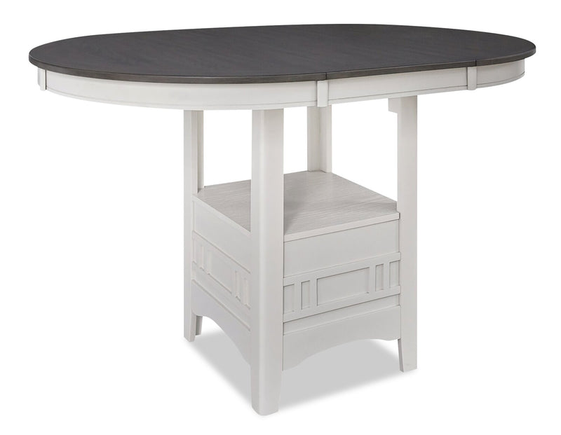 Table de salle à manger ronde Dena de 42 po à 60 po (L) de hauteur comptoir et avec rallonge - gris tourterelle