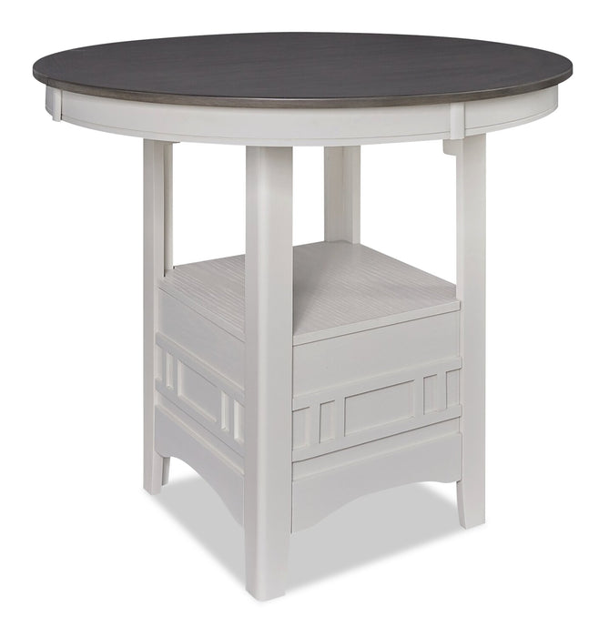 Table de salle à manger ronde Dena de 42 po à 60 po (L) de hauteur comptoir et avec rallonge - gris tourterelle