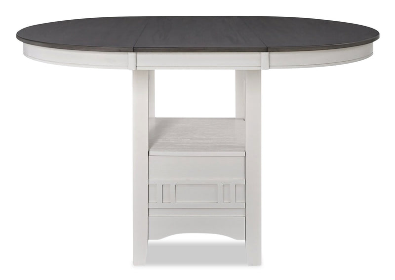 Table de salle à manger ronde Dena de 42 po à 60 po (L) de hauteur comptoir et avec rallonge - gris tourterelle