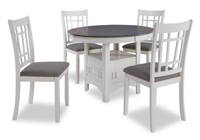 Dena 5pc Dining Set with Table & Chairs, 42-60"W Extension, Round  - Dove Grey | Ensemble de salle à manger Dena 5 pièces avec table ronde, rallonge de 42 po à 60 po (L) et chaises - gris tourterelle
