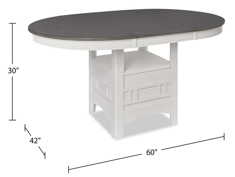 Table de salle à manger ronde Dena de 42 po à 60 po (L) avec rallonge - gris tourterelle