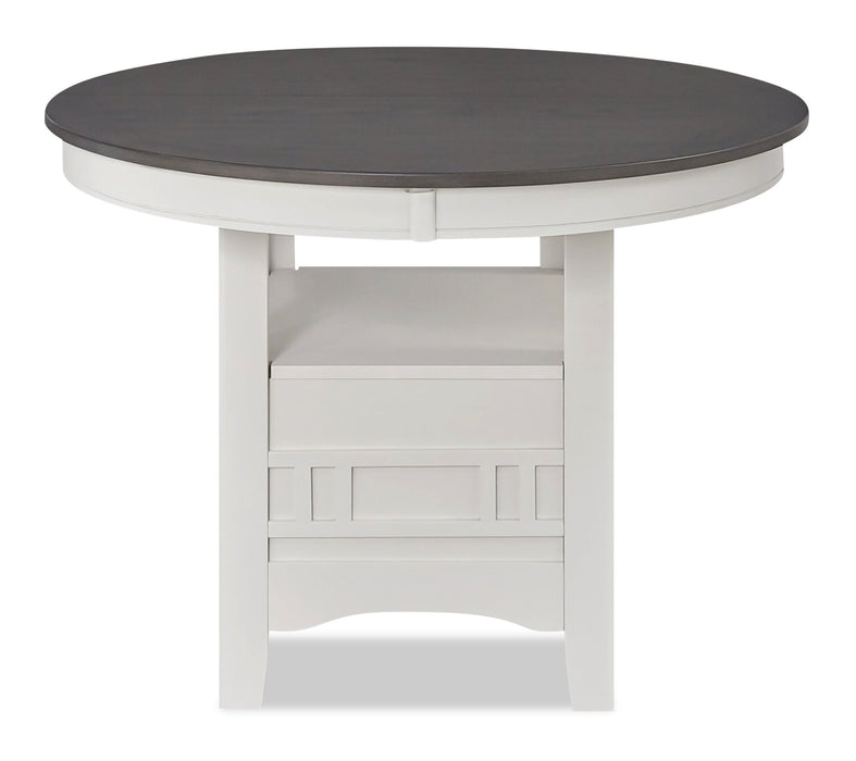 Table de salle à manger ronde Dena de 42 po à 60 po (L) avec rallonge - gris tourterelle