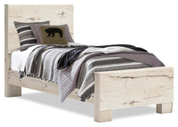  Lit à panneaux Derekson pour enfants avec tête de lit et cadre de lit, blanc rustique - format lit simple