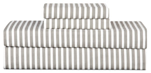 Ensemble de draps Striped de 3 pièces en coton pour lit simple - gris foncé
