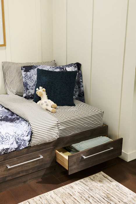 Ensemble de draps Striped de 3 pièces en coton pour lit simple - gris foncé