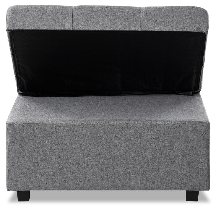 Fauteuil-lit convertible Dune de 43,75 po en tissu avec coussins capitonnés - gris