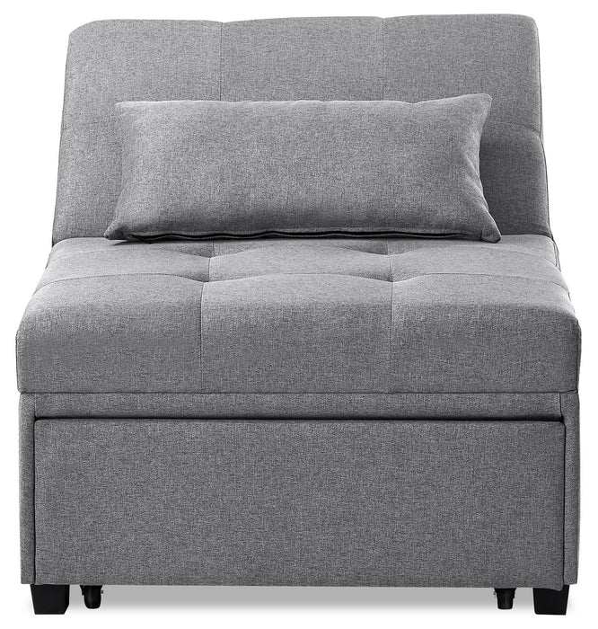 Fauteuil-lit convertible Dune de 43,75 po en tissu avec coussins capitonnés - gris