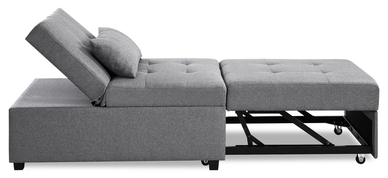 Fauteuil-lit convertible Dune de 43,75 po en tissu avec coussins capitonnés - gris
