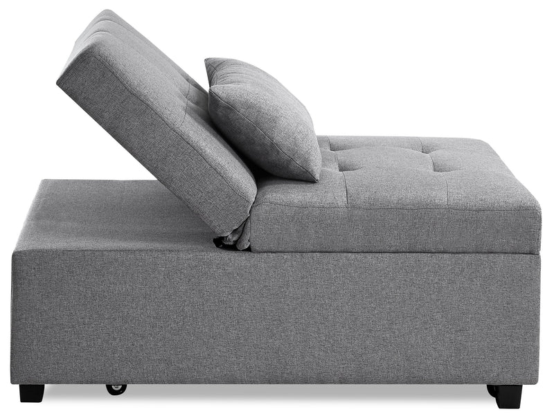 Fauteuil-lit convertible Dune de 43,75 po en tissu avec coussins capitonnés - gris